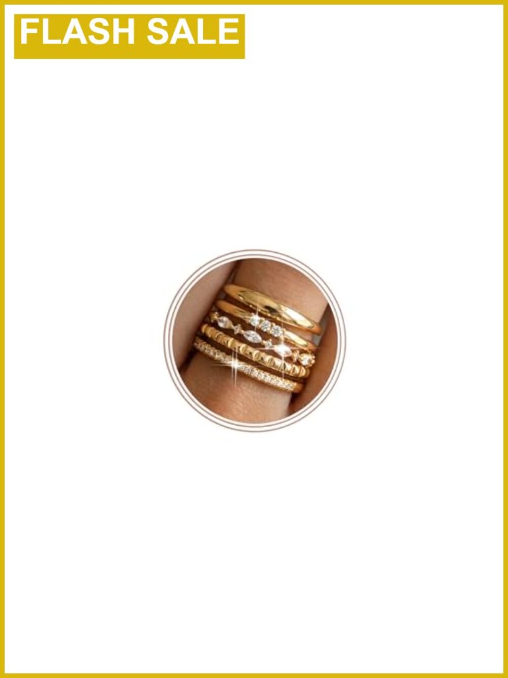 14K Gold Plated Stackable Rings Set for Women Non Tarnish Cubic Zirconia